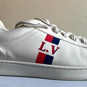 Authentic Louis Vuitton Men’s White Leather LV Shoes Size 10
